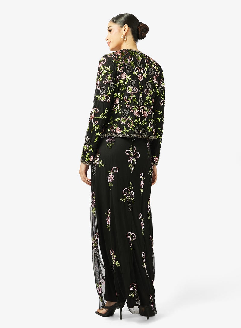 MARYISA Embellished Mesh Detailed Maxi Dress - Image 2